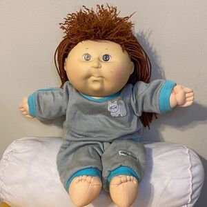 Cabbage Patch Kids Cozy Gray and Blue Doll with Cat Outfit